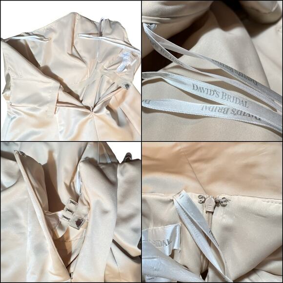 David's Bridal Champagne Beige Wedding Gown Size 18 Altered - Picture 9 of 14